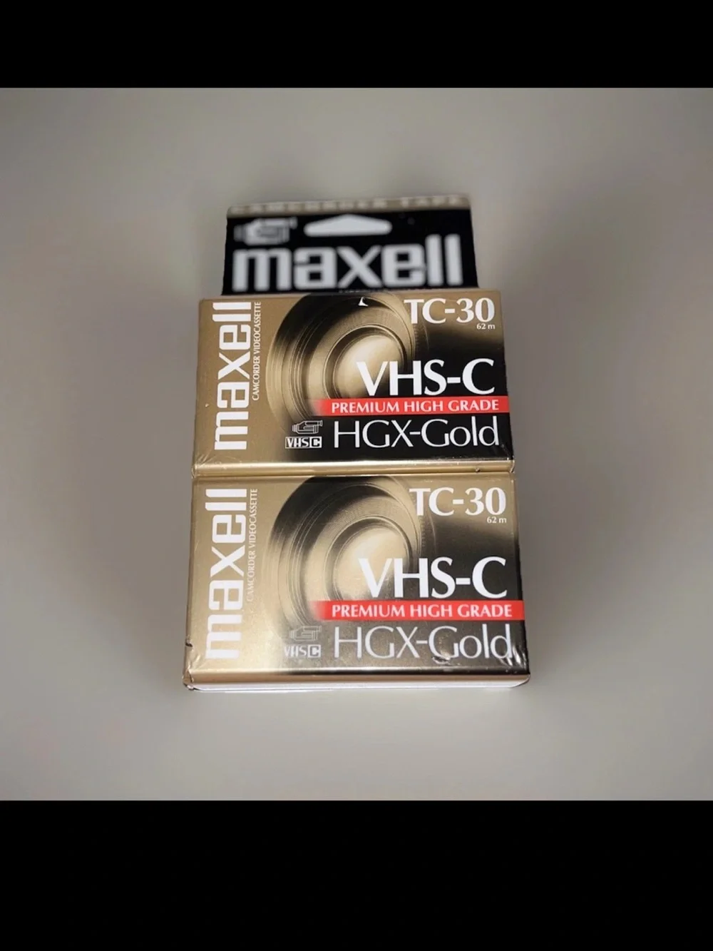 Maxell Camcorder Tapes (2) TC-30 VHS-C Premium High Grade HGX-Gold